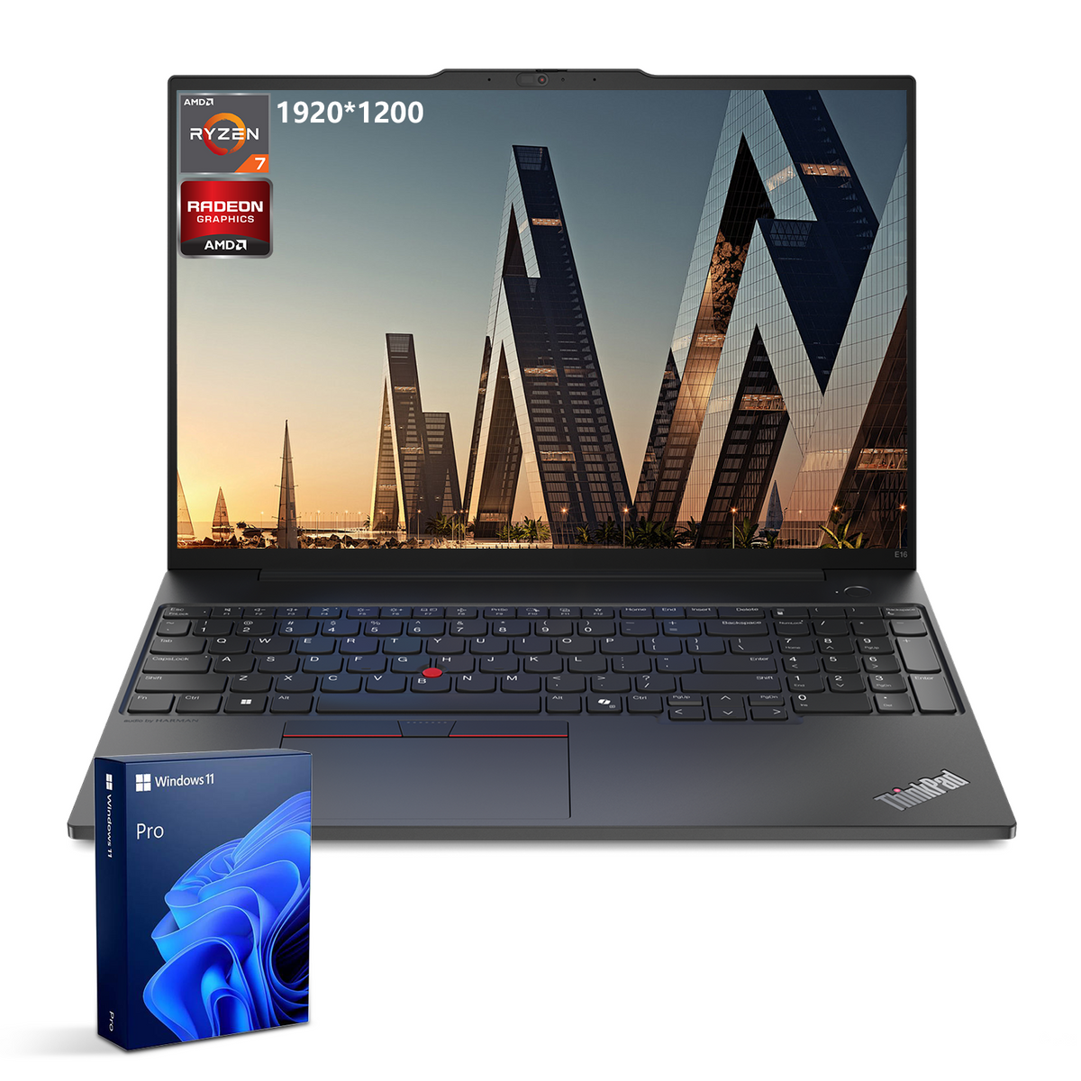 LENOVO ThinkPad E16 16 inches Traditional Laptop AMD Ryzen 7 16GB RAM AMD Radeon Graphics 512GB SSD Storage Windows 11 Pro 60Hz - Black