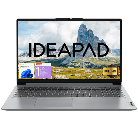 LENOVO IdeaPad 1 15.6" Traditional Laptop Intel Pentium Silver 4GB RAM Intel UHD Graphics 128GB eMMC Storage Windows 11 Home 60Hz - Grey