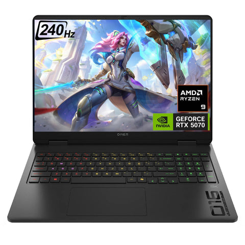 HP Omen 16.1 inches Traditional Laptop AMD Ryzen 9 32GB RAM NVIDIA GeForce RTX 5070 512GB SSD Storage Windows 11 Home 240Hz - Black