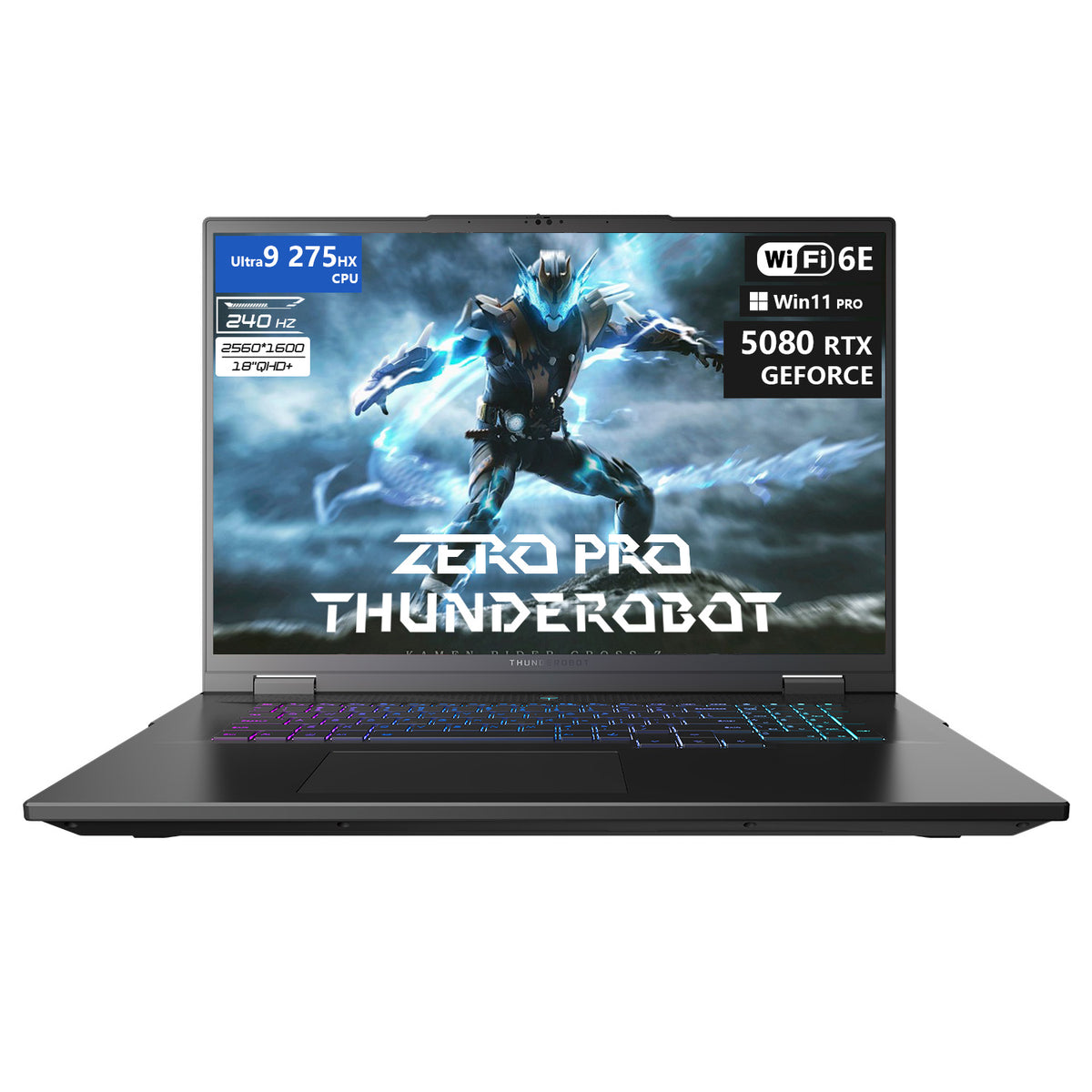 THUNDEROBOT ZERO 18 18-in Traditional Laptop Intel Core Ultra 9 64GB RAM NVIDIA GeForce RTX 5080 2TB SSD Storage Windows 11 Pro 240Hz - Black