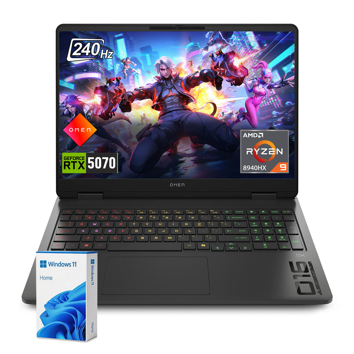 HP Omen 16z-ap000 Gaming Traditional Laptop, 16" WQXGA 2560x1600 Non-touch 240Hz, AMD Ryzen 9 8940HX, NVIDIA GeForce RTX 5070, 32GB DDR5 SODIMM, 2TB PCIe M.2 SSD, Wi-Fi 6, Windows 11 Home, Black