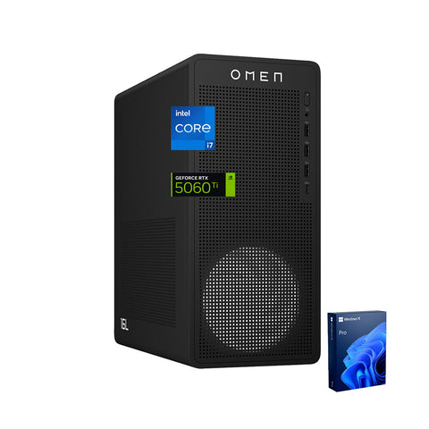 HP Omen 16L Tower Desktop Intel Core i7 16GB RAM NVIDIA GeForce RTX 5060 Ti 1TB SSD Storage Windows 11 Pro - Black