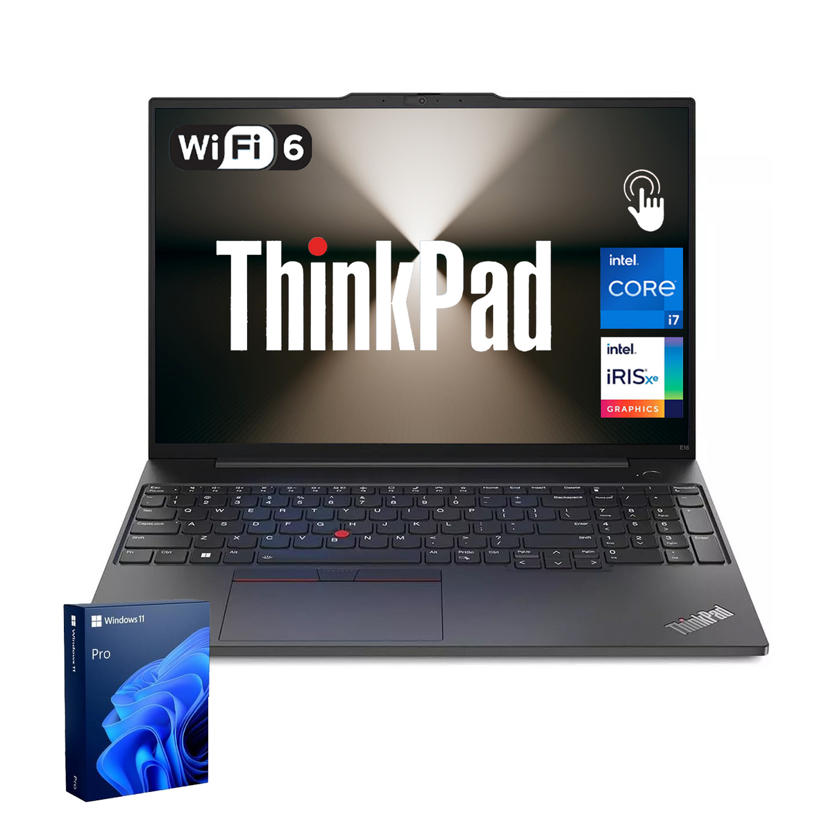 LENOVO ThinkPad E16 16" Traditional Laptop Intel Core i7 16GB RAM Intel Iris Xe Graphics 512GB SSD Storage Windows 11 Pro 60Hz - Black