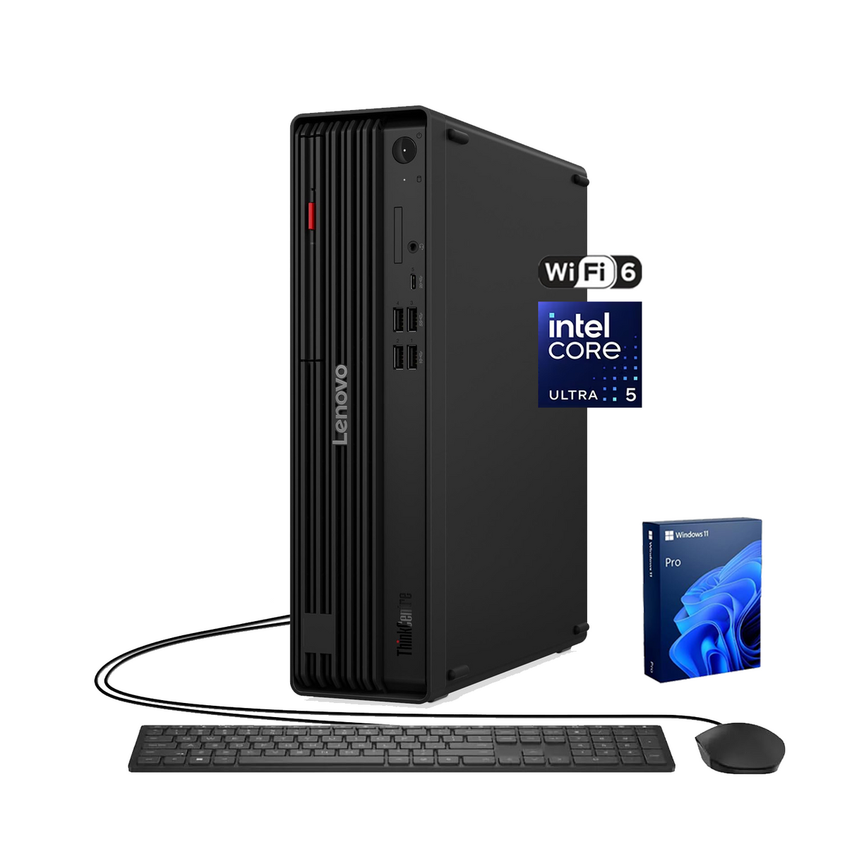 LENOVO ThinkCentre M70s Gen 6 Business Desktop, Intel Core Ultra 5 225, 64GB DDR5, 2TB SSD, Wi-Fi 6, Wired KB & Mouse, Windows 11 Pro, Black