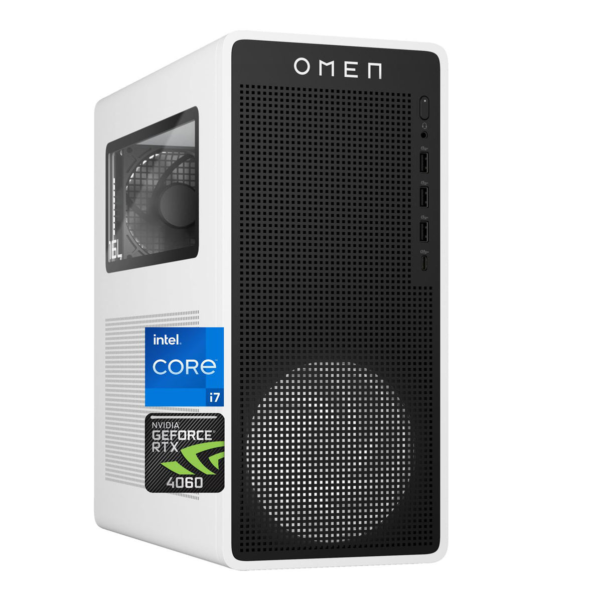 HP Omen 16L Tower Desktop Intel Core i7 8GB RAM NVIDIA GeForce RTX 4060 512GB SSD Storage Windows 11 Home - White