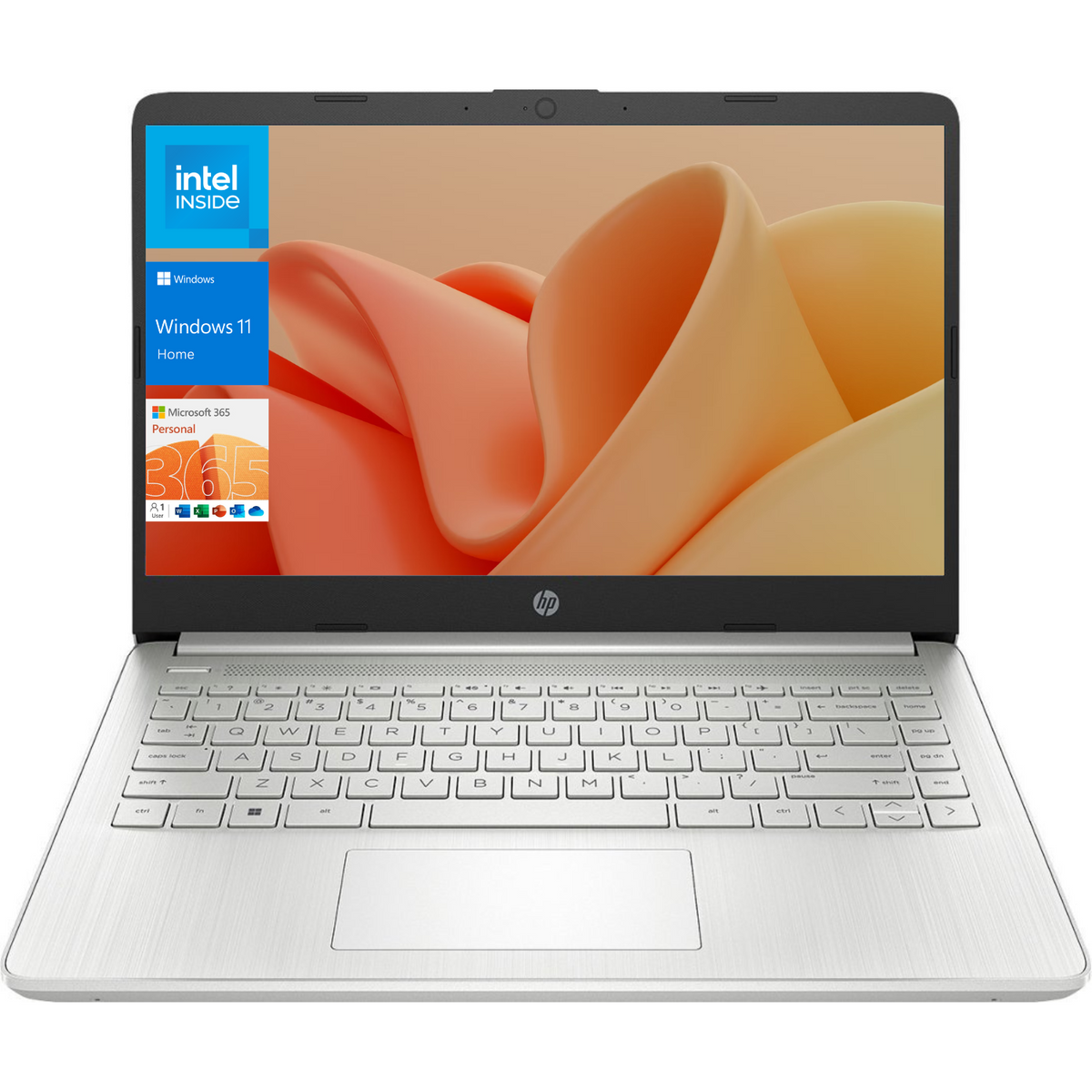 HP Essential 14" Traditional Laptop Intel Celeron 4GB RAM Intel UHD Graphics 128GB eMMC Storage Windows 11 Home 60Hz - Silver