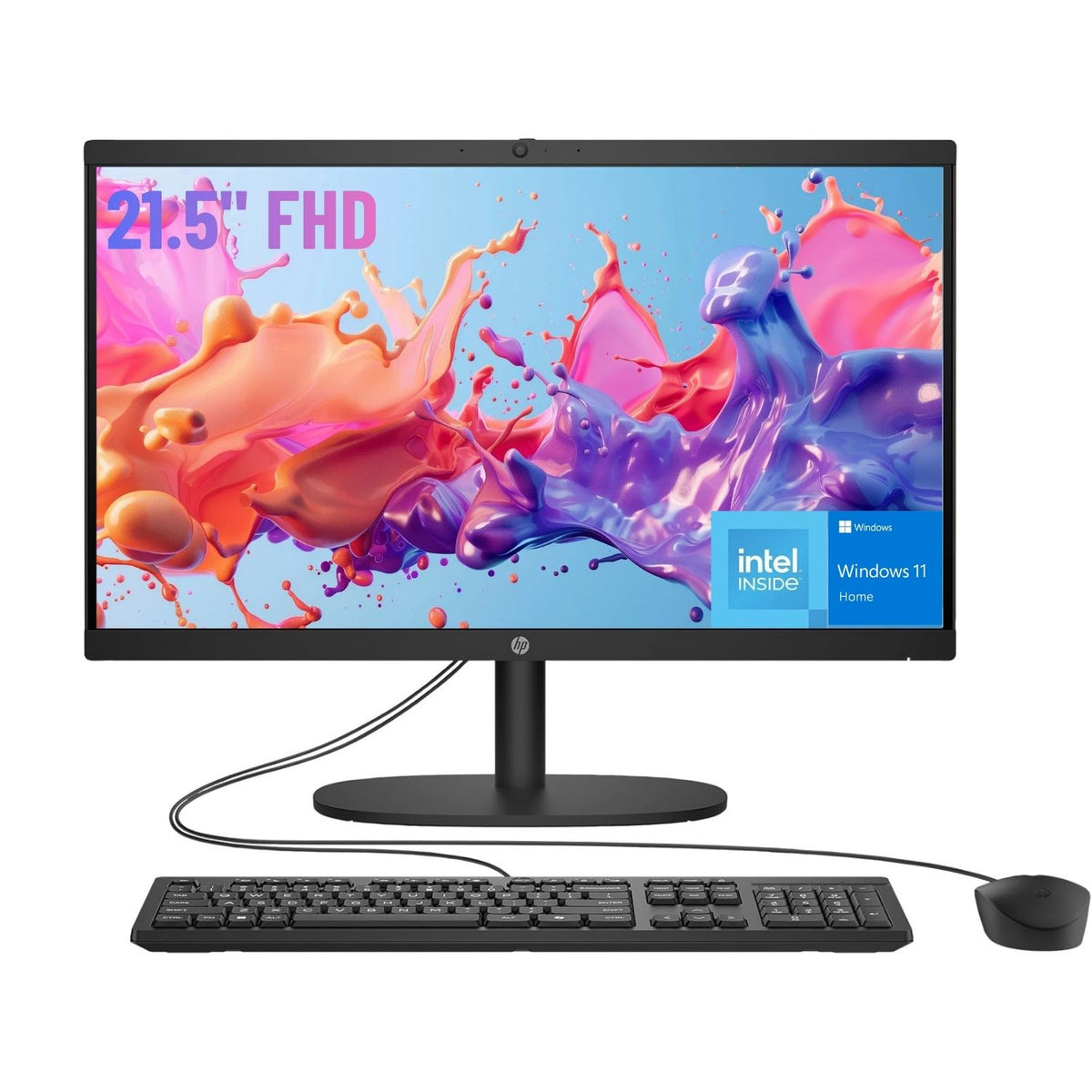 HP Essential Entry AIO, 21.5 in FHD 60Hz, Intel N-Series N200, Intel UHD Graphics, 8GB DDR5, 512GB SSD, Wi-Fi 6, Win11 H, Black
