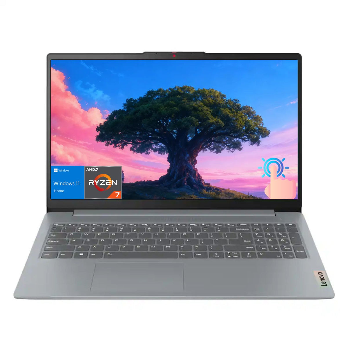 LENOVO IdeaPad Slim 3 Gen 8 Premium Traditional Laptop, 15.6" FHD 1920x1080 Touchscreen 60Hz, AMD Ryzen 7 5825U, AMD Radeon Graphics, 16GB Onboard RAM Only, 256GB PCIe M.2 SSD, Wi-Fi 6, Windows 11 Home, Grey