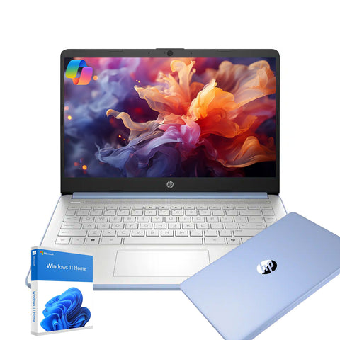 HP Essential 14 inches Traditional Laptop Intel N-Series 4GB RAM Intel Graphics 128GB eMMC Storage Windows 11 Home 60Hz - Blue