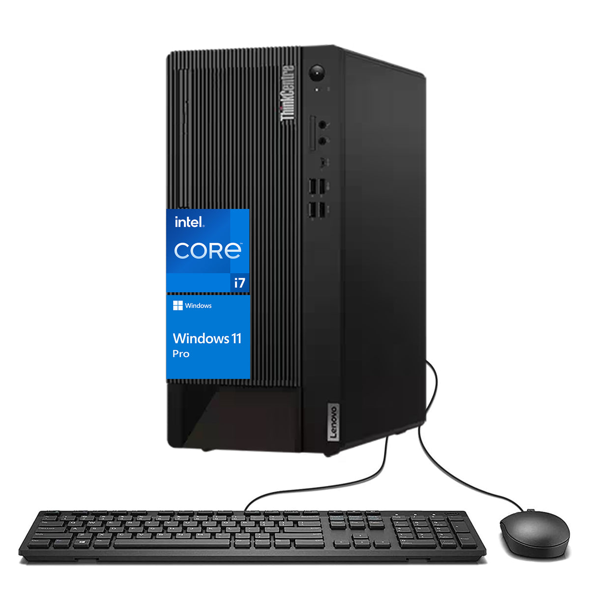 LENOVO ThinkCentre M90t Tower Desktop Intel Core i7 16GB RAM Intel UHD Graphics 512GB SSD Storage Windows 11 Pro - Black