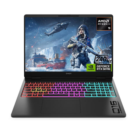 HP Omen MAX 16 inches Traditional Laptop AMD Ryzen AI 9 64GB RAM NVIDIA GeForce RTX 5070 Ti 2TB SSD Storage Windows 11 Home 240Hz - Black