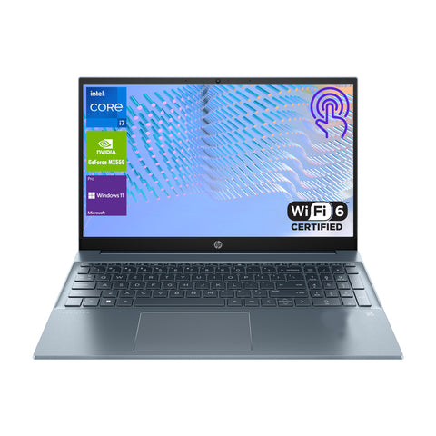 HP Pavilion 15-eg3045cl Laptop, 15.6" FHD Touchscreen 60Hz, Intel Core i7-1355U, NVIDIA GeForce MX550, 16GB DDR4 RAM, 512GB PCIe M.2 SSD, Wi-Fi 6, Windows 11 Home, Blue