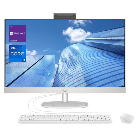 HP Essential Daily All-in-One, 27" FHD 1920*1080 Non-touch 60Hz, Intel Core i7-1355U, Intel UHD Graphics, 16GB DDR4 SODIMM, 1TB PCIe M.2 SSD, Wi-Fi 6, Non-backlit Keyboard, Windows 11 Home, White
