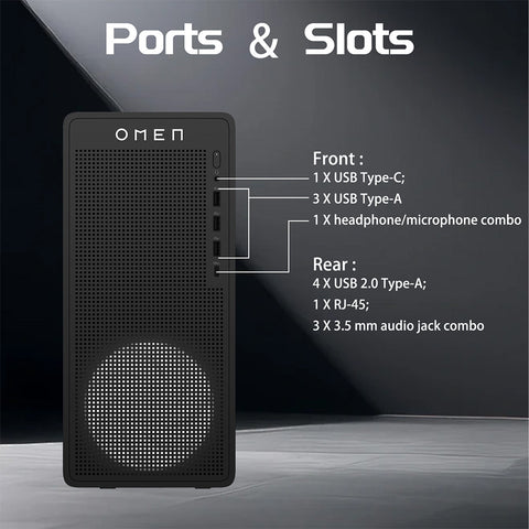 HP Omen 16L Tower Desktop Intel Core i7 8GB RAM NVIDIA GeForce RTX 5060 Ti 512GB SSD Storage Windows 11 Home - Black