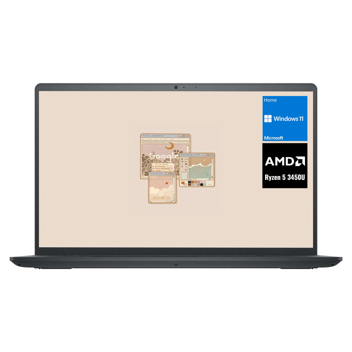 Dell Inspiron 3000 Series 3515 Laptop, 15.6" HD Display, AMD Ryzen 5 3450U Processor, Wi-Fi, Webcam, SD Card Reader, HDMI, Windows 11 Home, Carbon Black