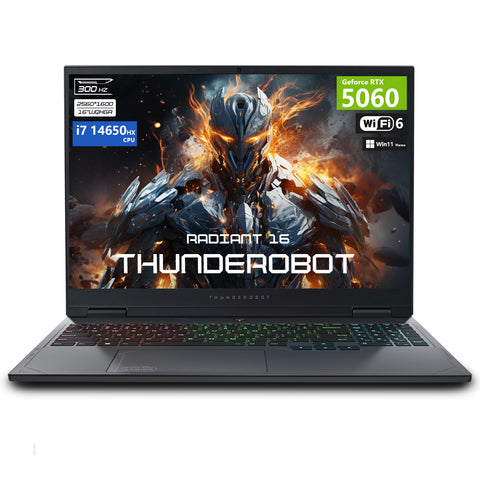 THUNDEROBOT Radiant 16 16 inches Traditional Laptop Intel Core i7 32GB RAM NVIDIA GeForce RTX 5060 2TB SSD Storage Windows 11 Home 300Hz - Black