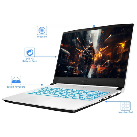 MSI Sword 15 A12VE Gaming Laptop, 15.6" FHD Non-touch 144Hz, Intel Core i7-12650H, NVIDIA GeForce RTX 4050, 16GB DDR5 RAM, 512GB PCIe M.2 SSD, Wi-Fi 6, Windows 11 Home, White