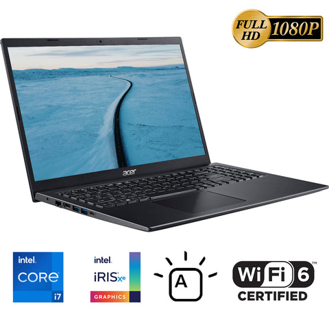 Acer Aspire 5 Notebook Laptop, 15.6 inch FHD Display, Intel Core i7-1165G7, Webcam, Backlit Keyboard, Fingerprint Reader, HDMI, Wi-Fi 6, Windows 11 Home, Black