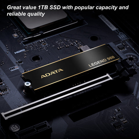 ADATA 1TB SSD Legend 960, NVMe PCIe Gen4 x 4 M.2 2280 Internal Gaming Solid State Drive, Speed up to 7,400MB/s, Storage for PS5 and PC, High Endurance with 3D NAND
