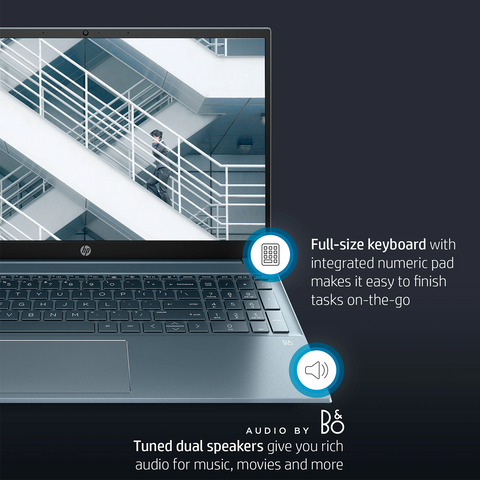 HP Pavilion Laptop, 15.6” FHD Display, AMD Ryzen 5 5625U Processor, Fingerprint Reader, Backlit Keyboard, Wi-Fi 6, Webcam, HDMI, Windows 11 Home, Blue