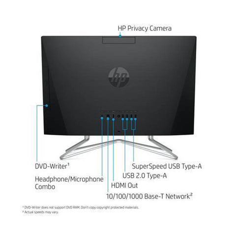 2022 Newest HP All-in-One Desktop, 22" FHD touch screen, AMD Ryzen 3 3250U, 8GB RAM, 256GB SSD, Webcam, DVD-RW, HDMI, RJ-45, USB Wired Keyboard&Mouse, WiFi, Windows 11 Home, Black